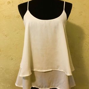 White/Cream Flowing Paper Crane Tank